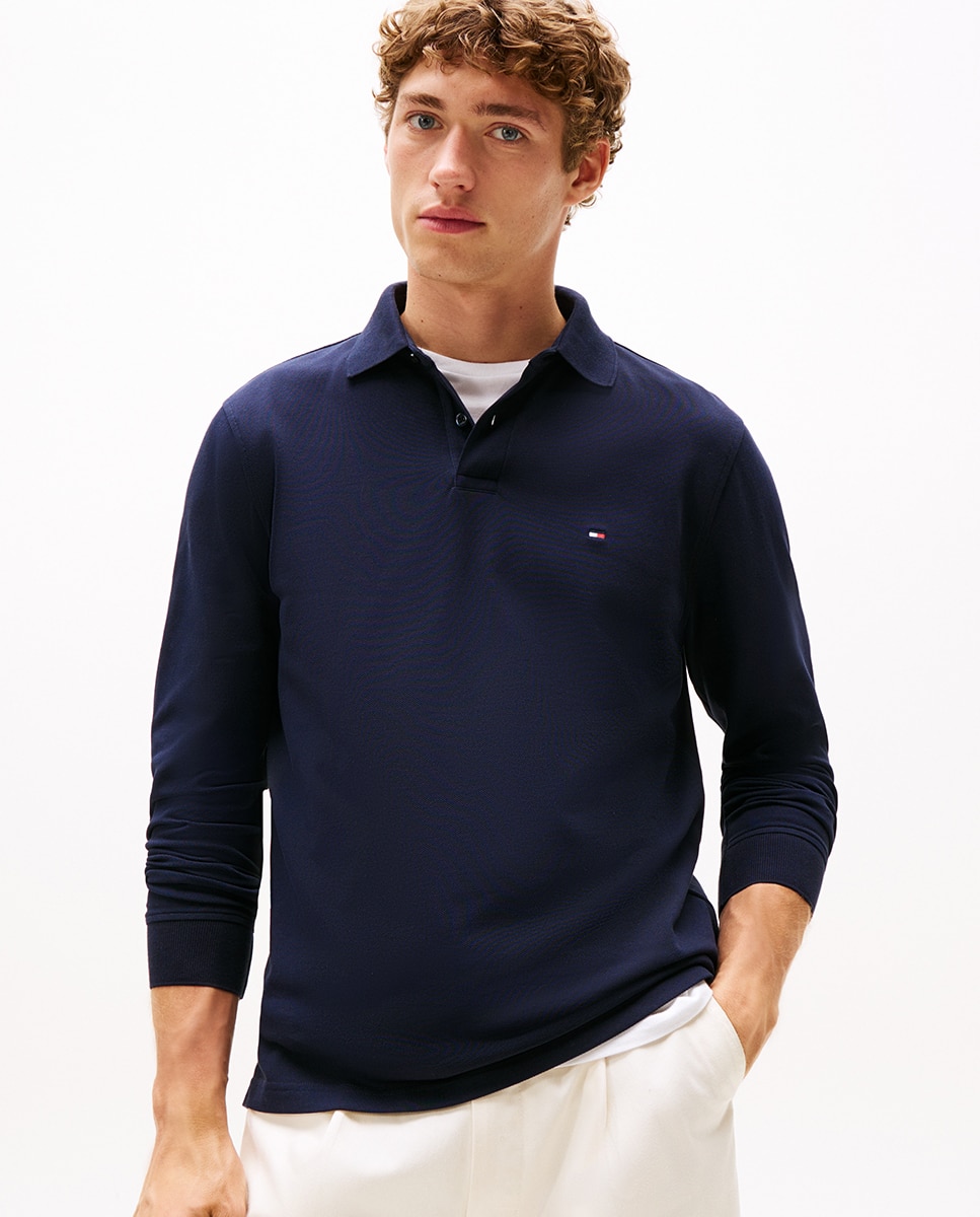 Polo Liso com Manga Comprida Azul-marinho-1