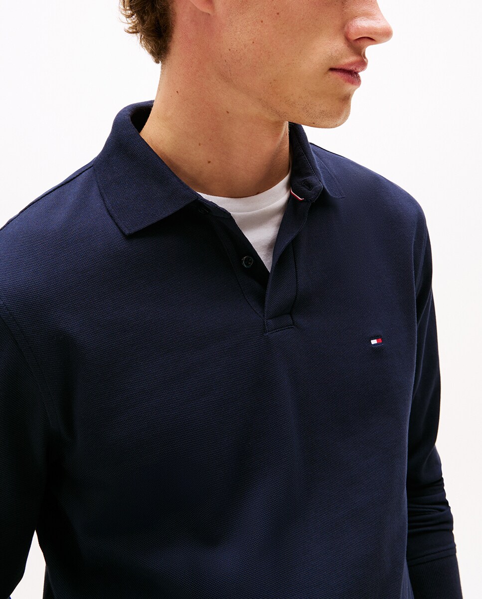 Polo Liso com Manga Comprida Azul-marinho-3