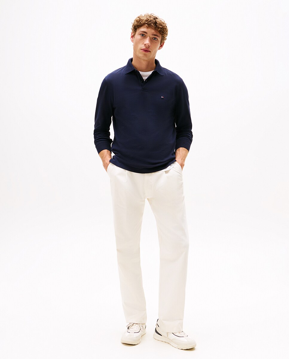 Polo Liso com Manga Comprida Azul-marinho-5