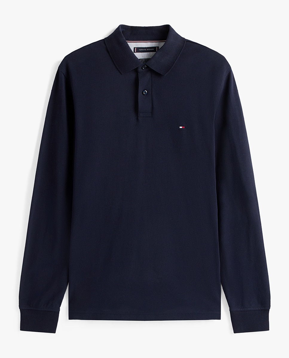 Polo Liso com Manga Comprida Azul-marinho-4