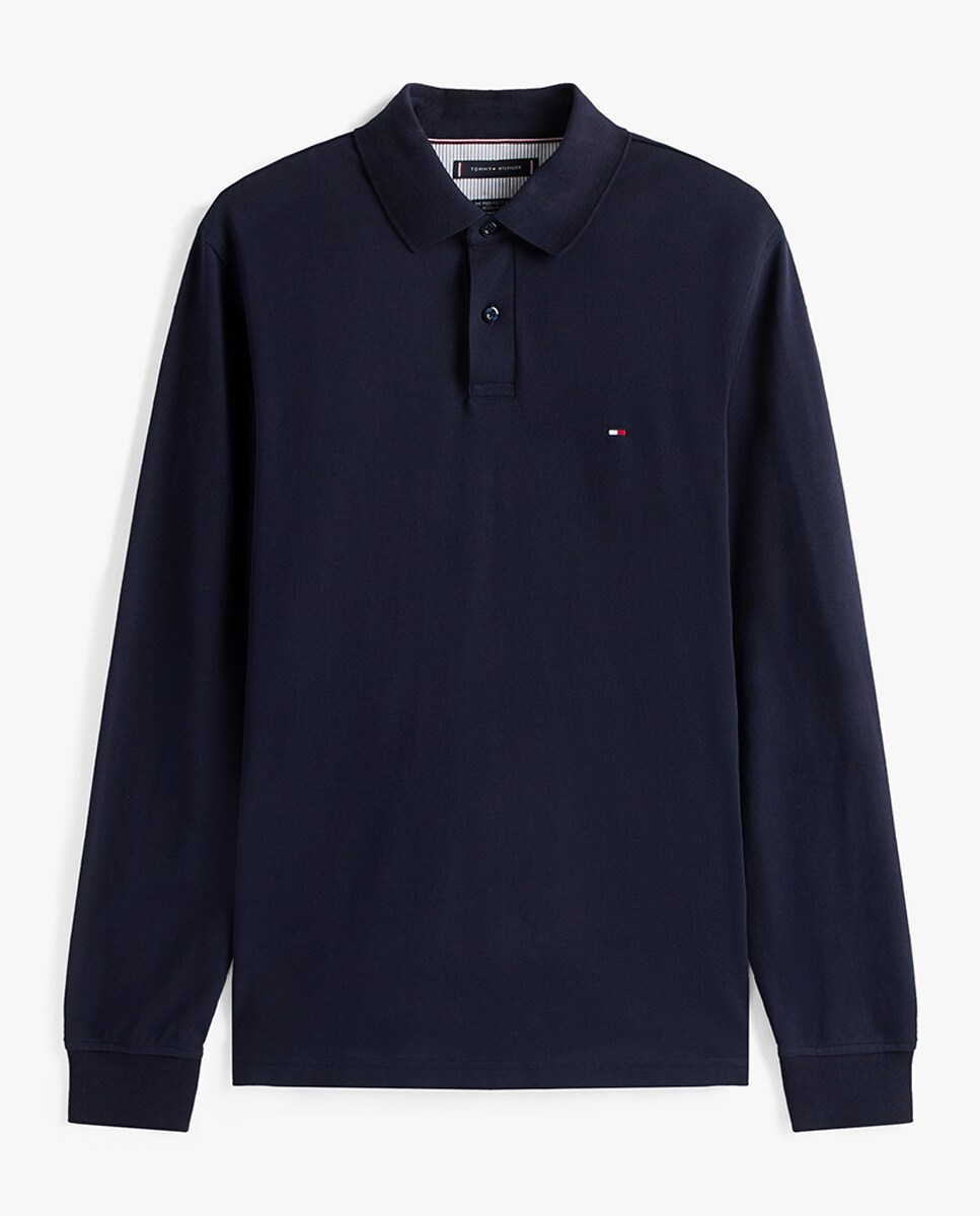 Polo Liso com Manga Comprida Azul-marinho-4