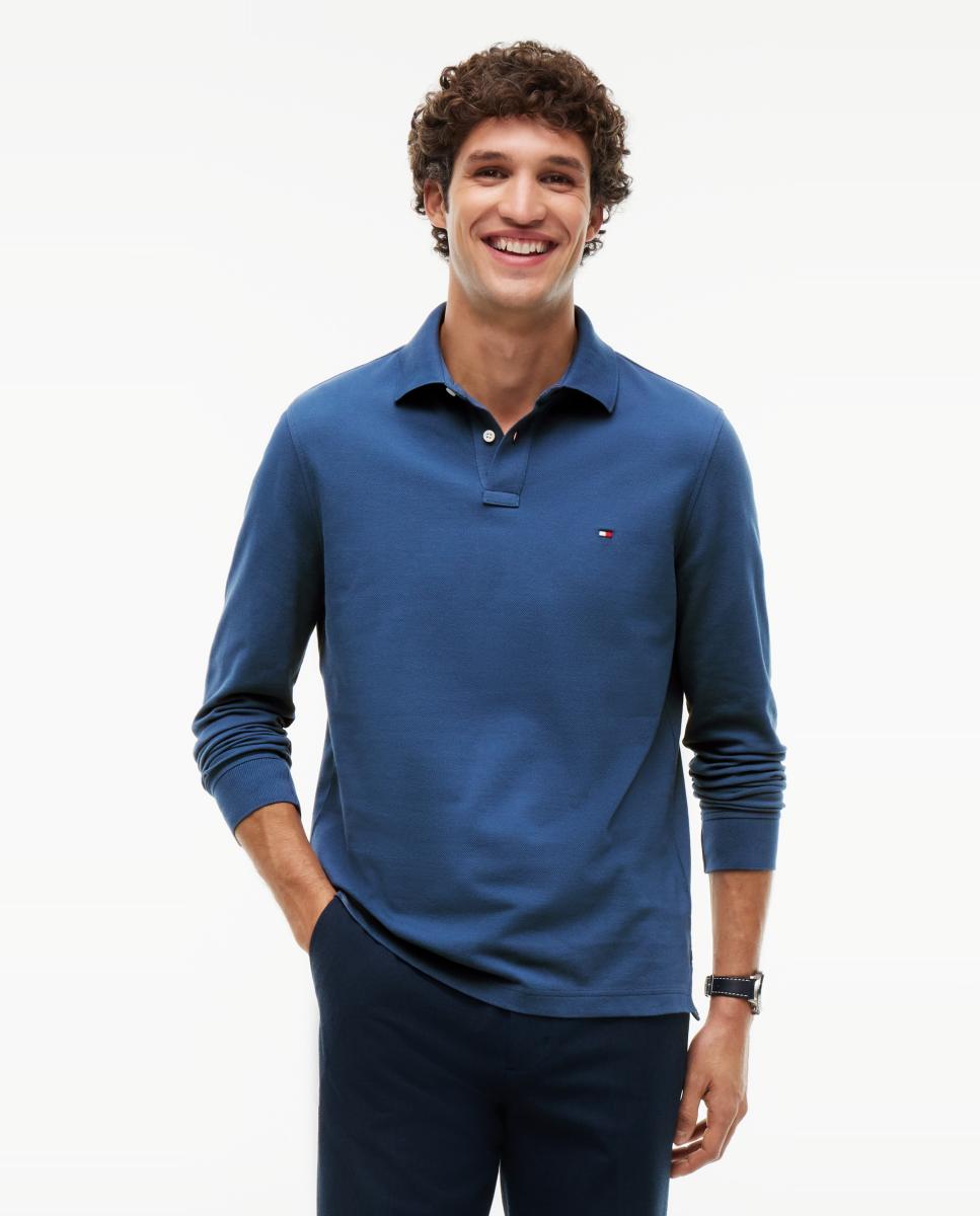 Polo de caballero de manga larga liso - Tommy Hilfiger - Azul índigo Azul índigo-1