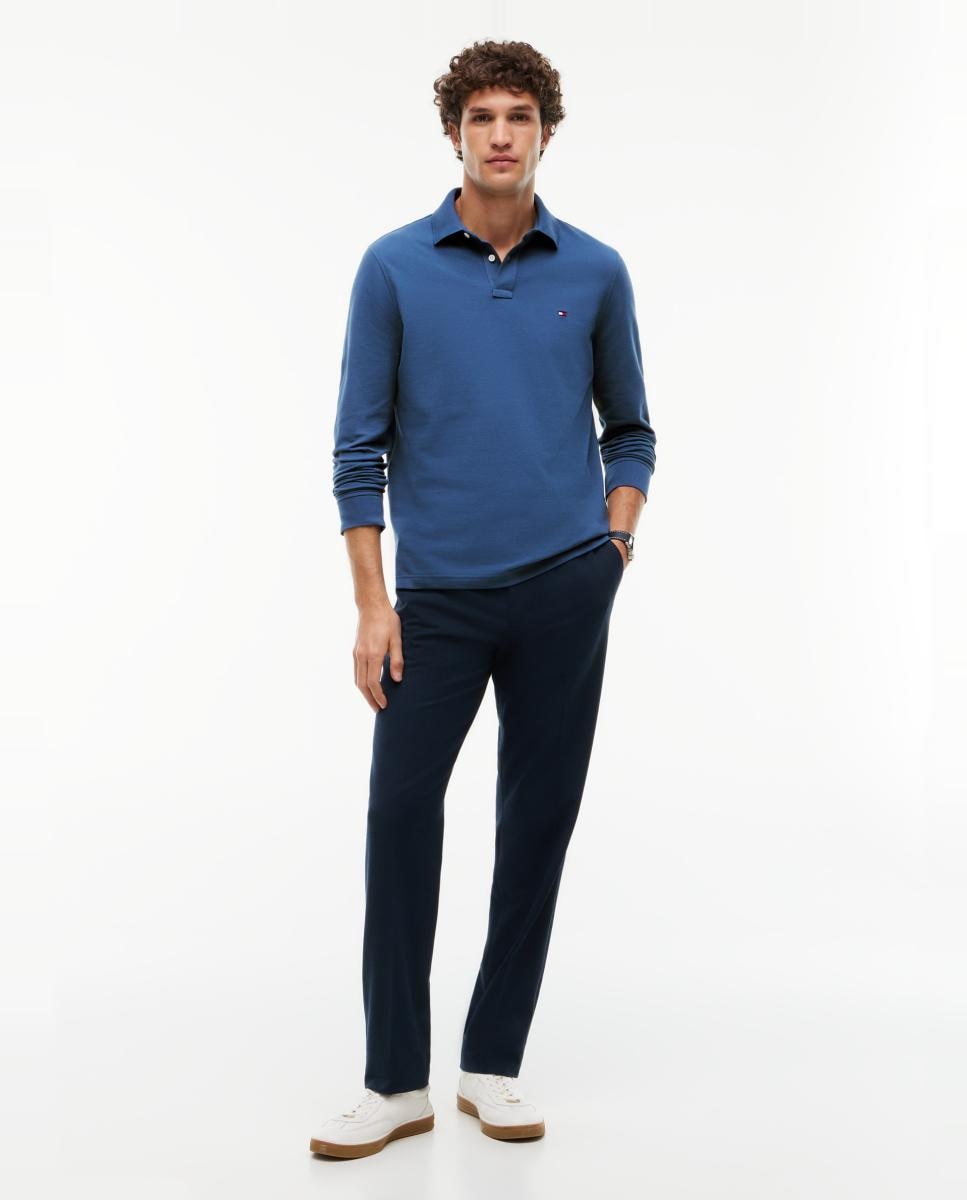 Polo de caballero de manga larga liso - Tommy Hilfiger - Azul índigo Azul índigo-5