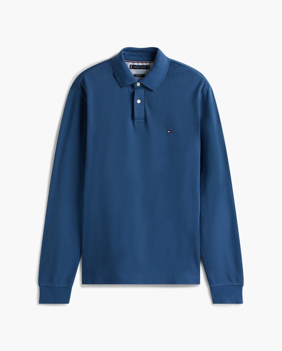 Polo de caballero de manga larga liso - Tommy Hilfiger - Azul índigo Azul índigo-4