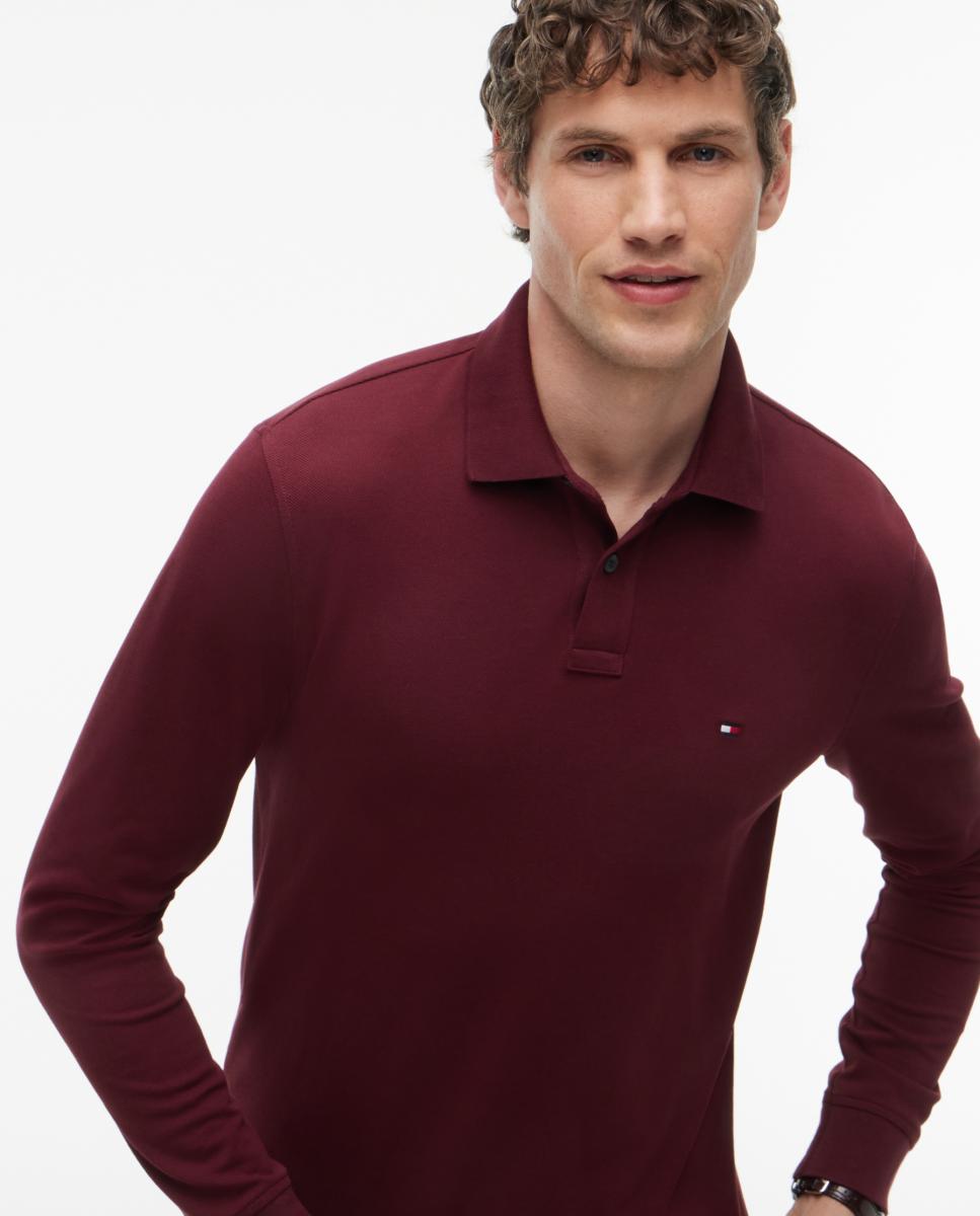 Polo Liso com Manga Comprida Bordeaux-3