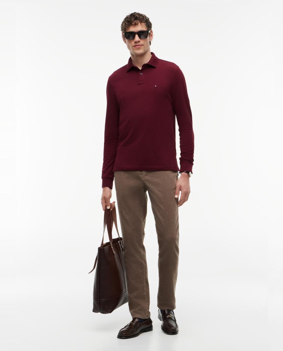 Polo Liso com Manga Comprida Bordeaux-5