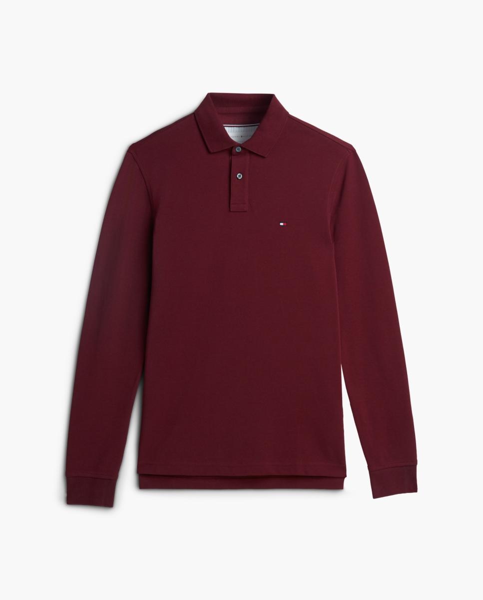 Polo Liso com Manga Comprida Bordeaux-4