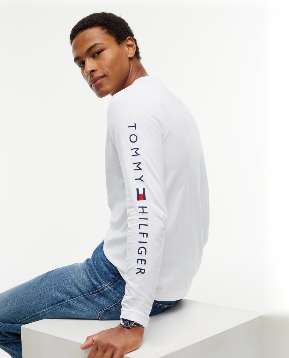 Camiseta de caballero de manga larga lisa - Tommy Hilfiger - Blanco Blanco-3