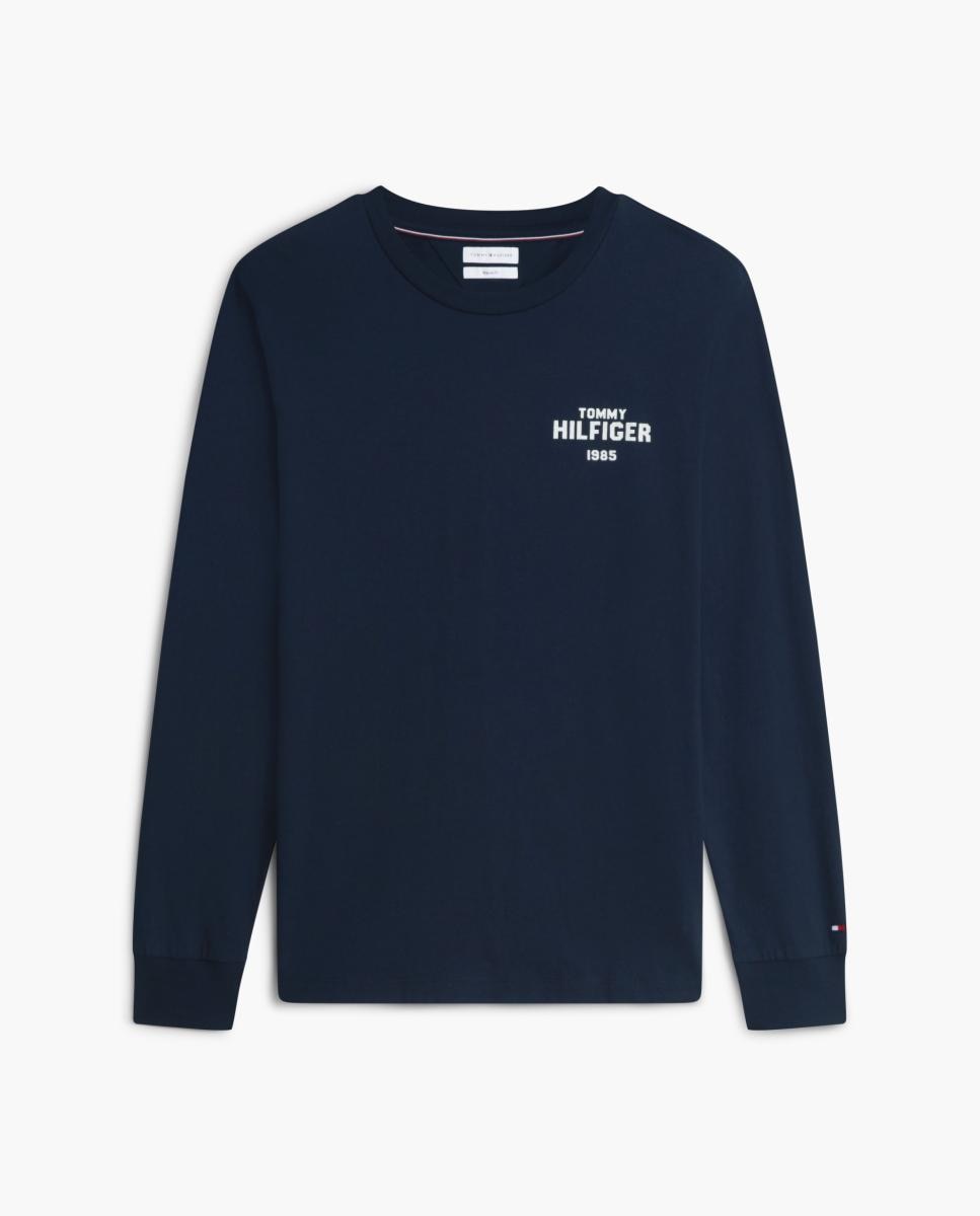 Camiseta de caballero de manga larga lisa - Tommy Hilfiger - Azul marino Azul marino-4