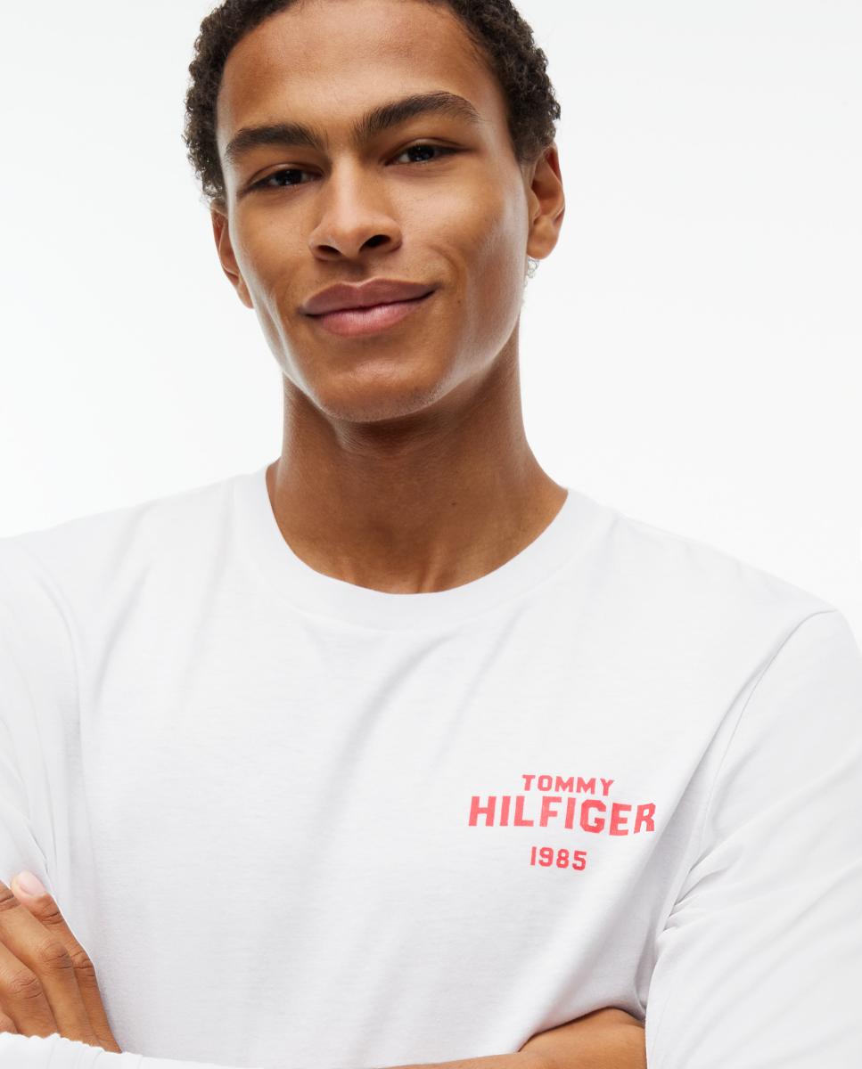 Camiseta de caballero de manga larga lisa - Tommy Hilfiger - Blanco Blanco-3