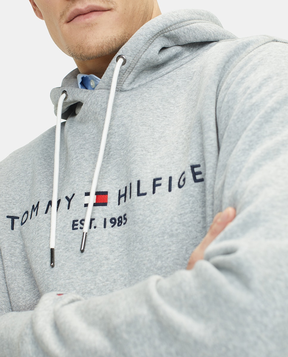 Sweatshirt cinzenta de homem com capuz Cinzento-claro-3