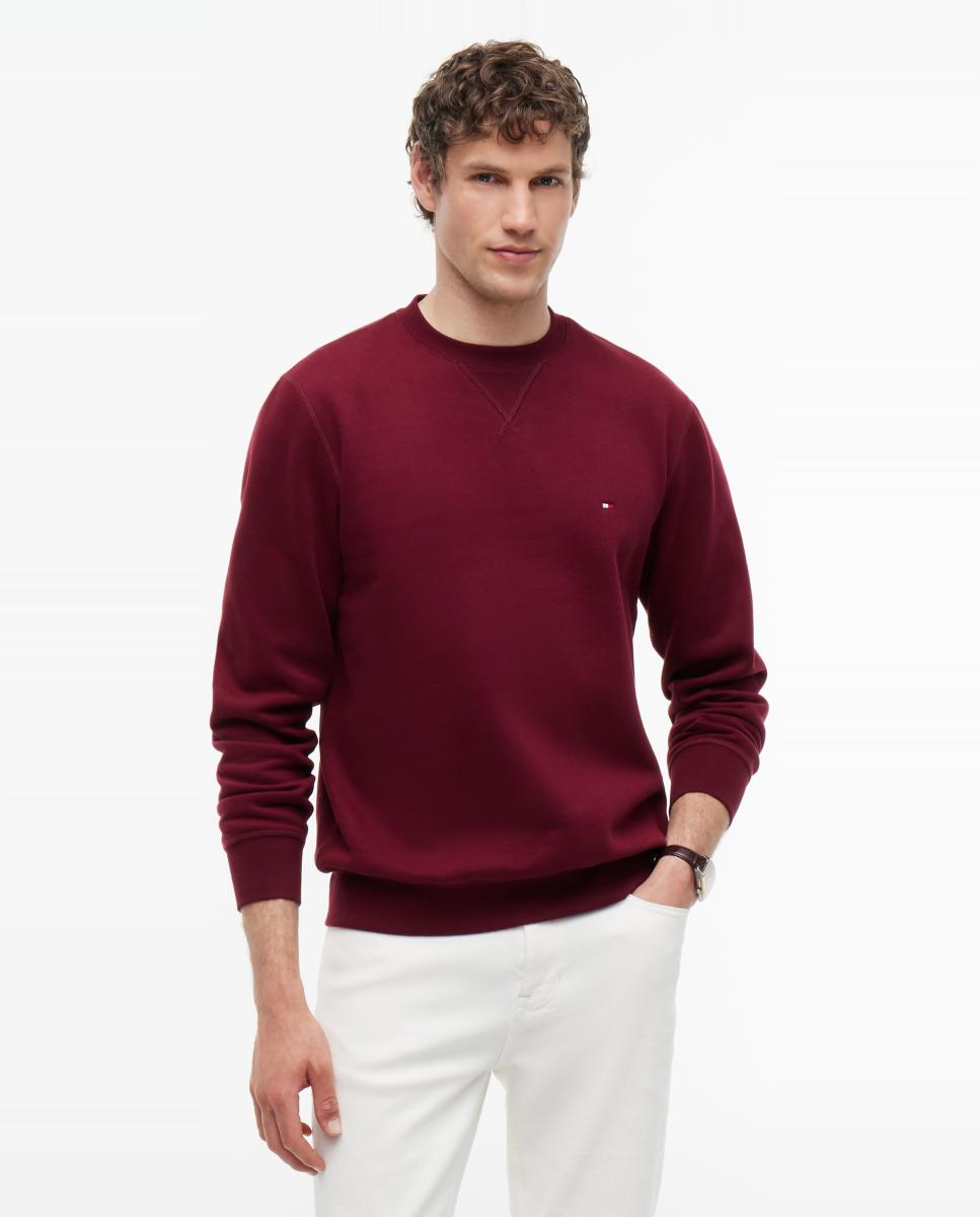 Sudadera de caballero con cuello redondo lisa - Tommy Hilfiger - Burdeos Burdeos-1