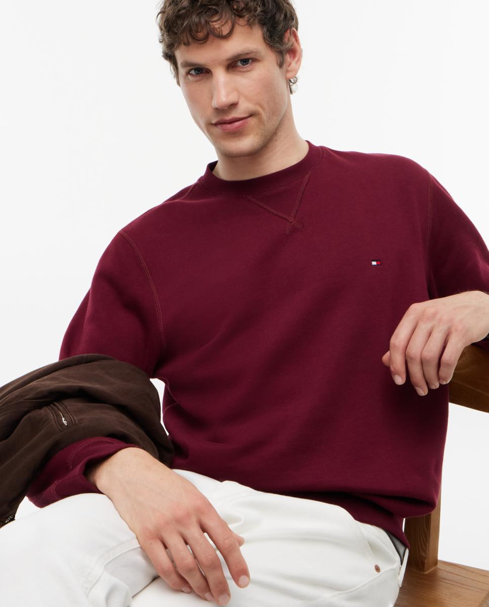 Sudadera de caballero con cuello redondo lisa - Tommy Hilfiger - Burdeos Burdeos-3