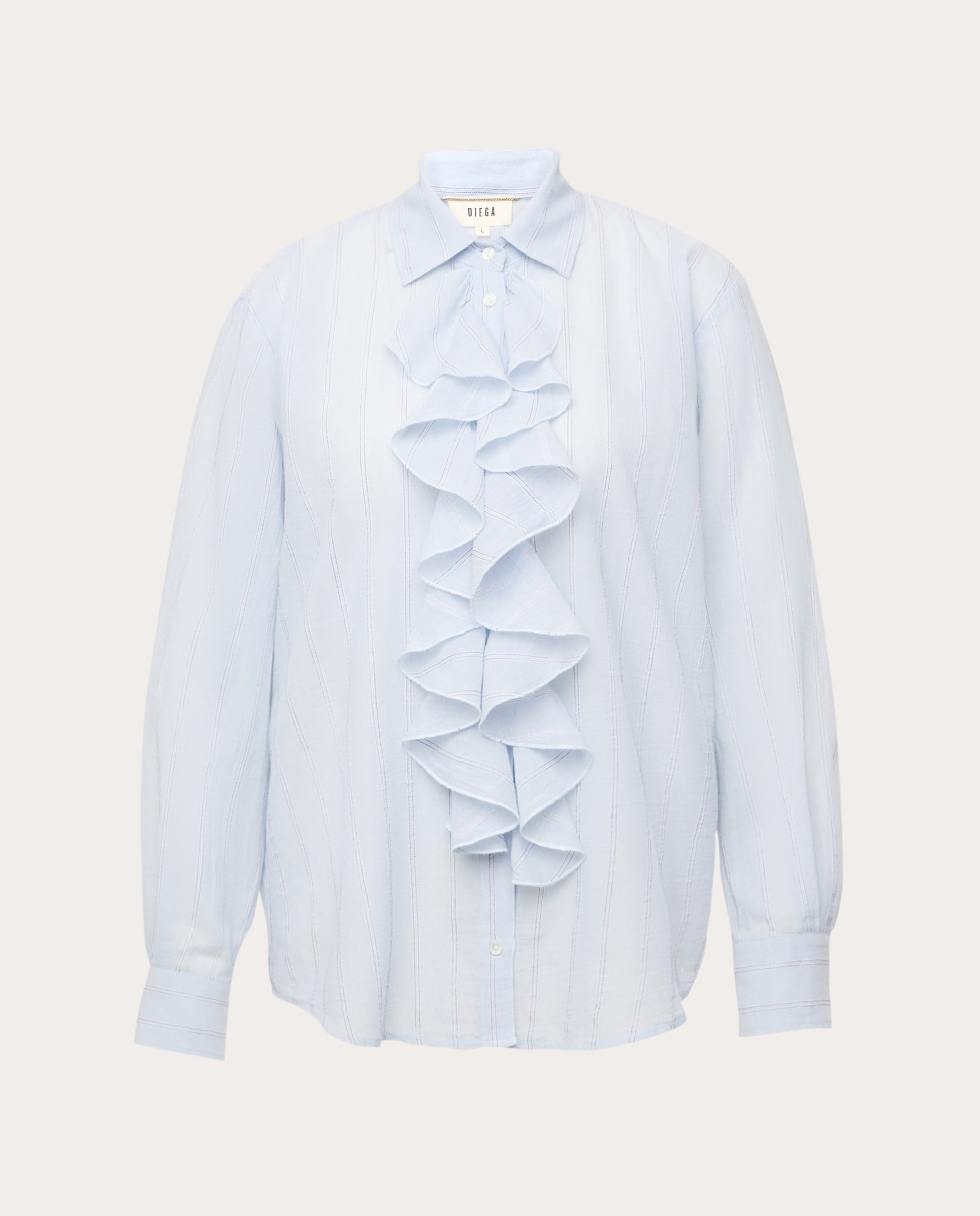Camisa de algodão Azul-claro-1