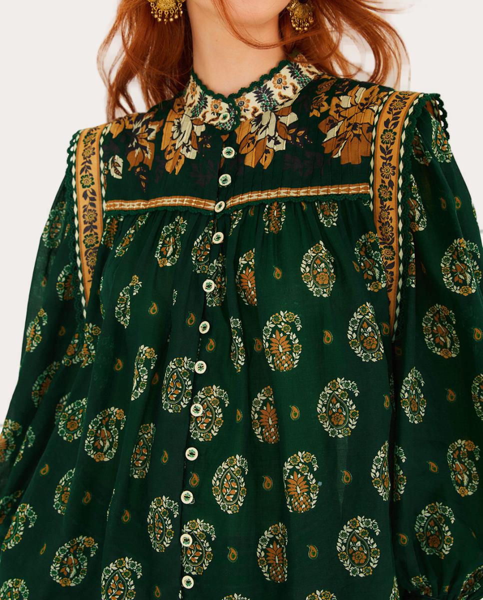 Blusa de algodão Verde-4