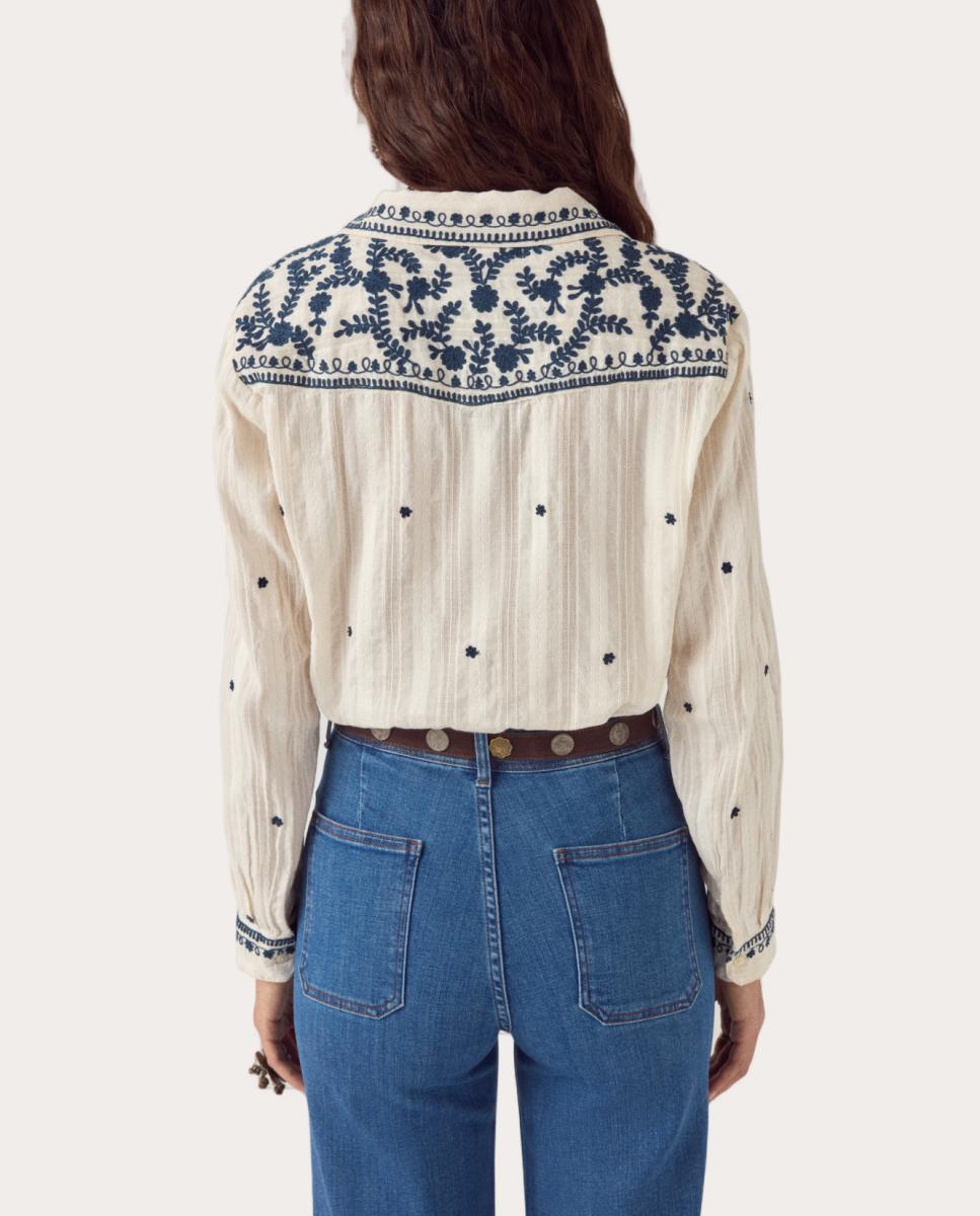 Camisa Salinger de Algodão Bege-8