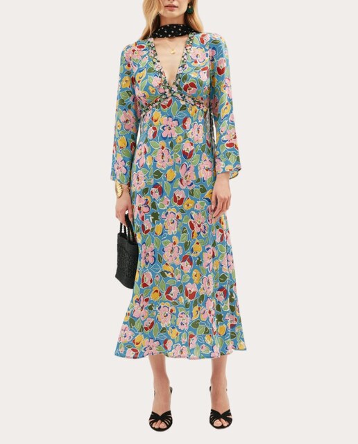 Vestido midi Tania de seda