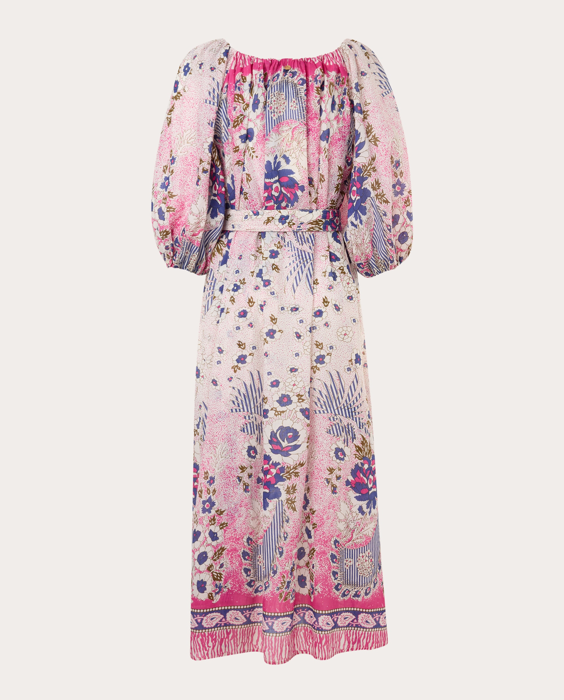 Vestido Comprido Amia de Algodão Rosa-2