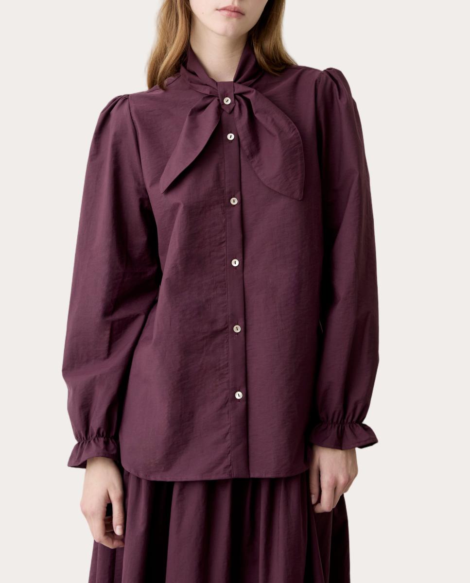 Imagen 0 de Camisa arrugada con cuello bufanda Fucsia