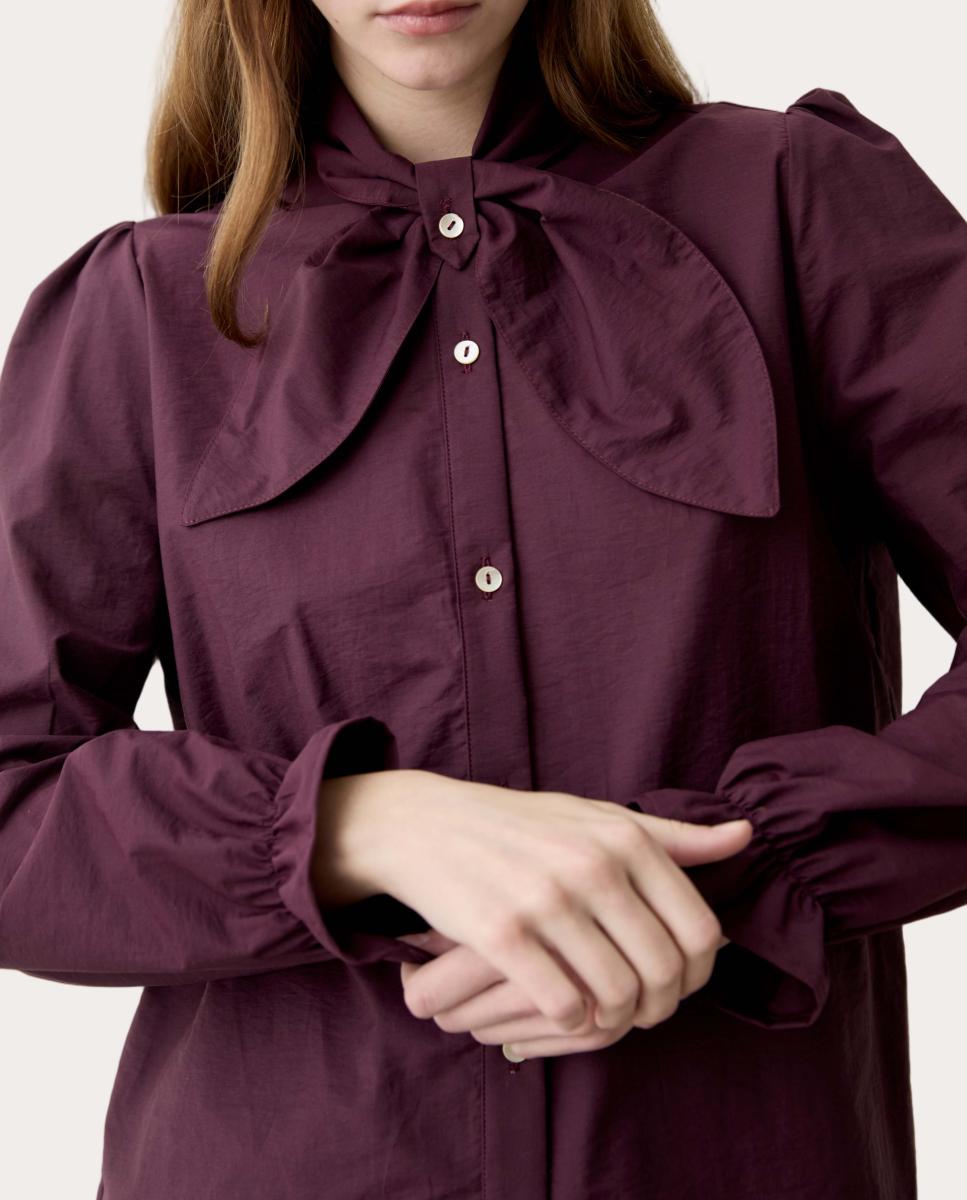 Camisa arrugada con cuello bufanda - Fucsia Fucsia-2