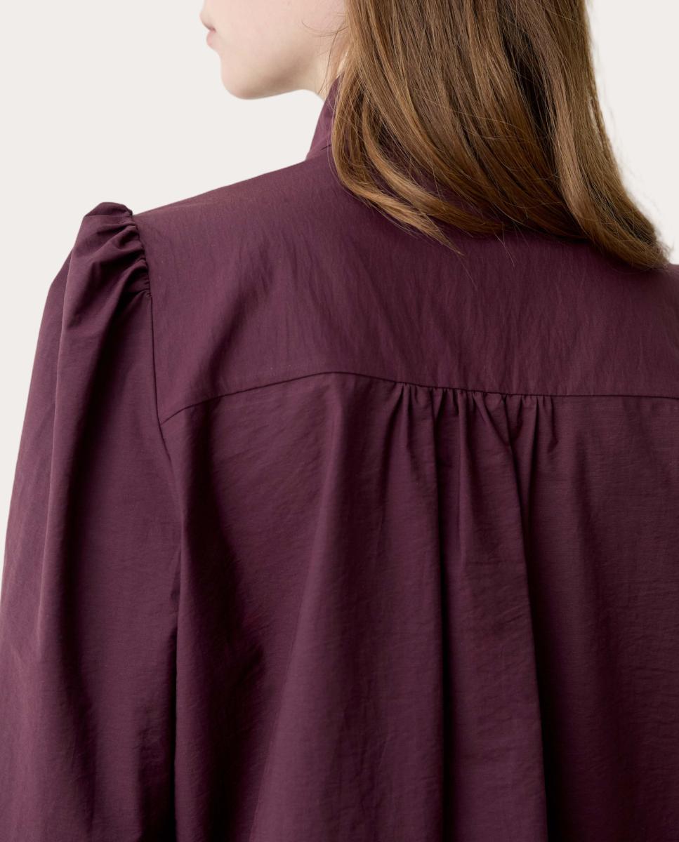 Camisa arrugada con cuello bufanda - Fucsia Fucsia-3