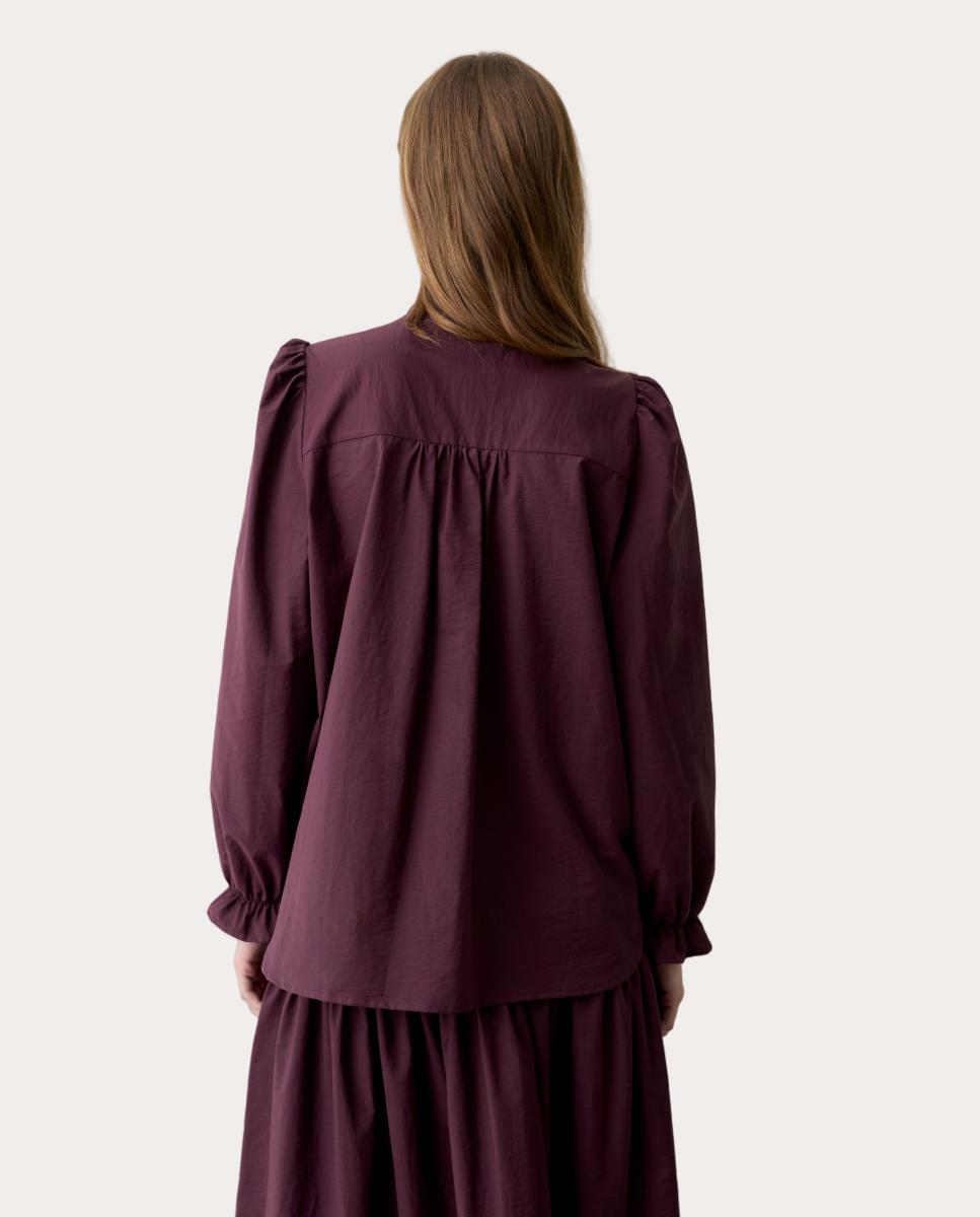Camisa arrugada con cuello bufanda - Fucsia Fucsia-4