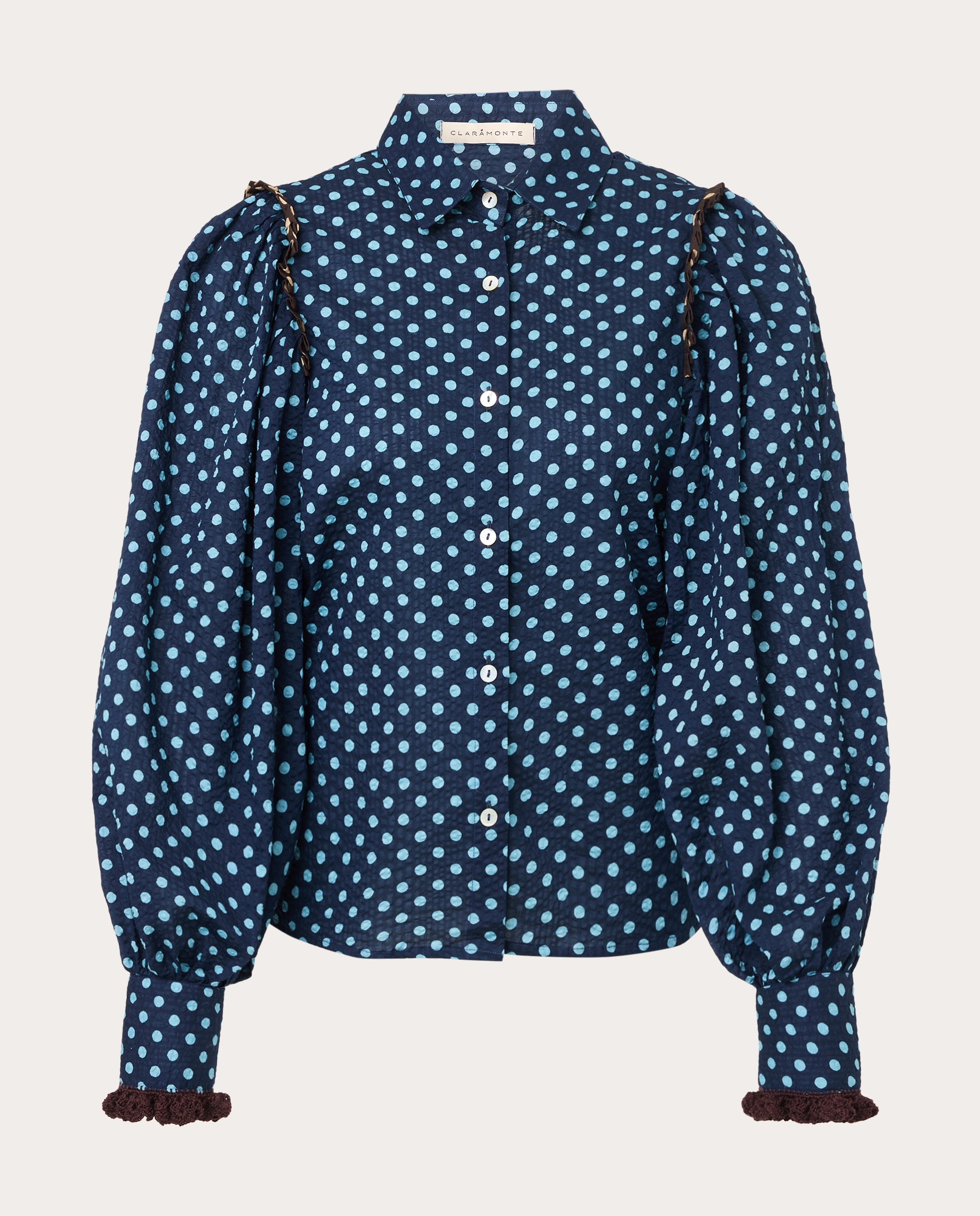 Imagen 1 de Camisa de lunares con mangas abullonadas Azul