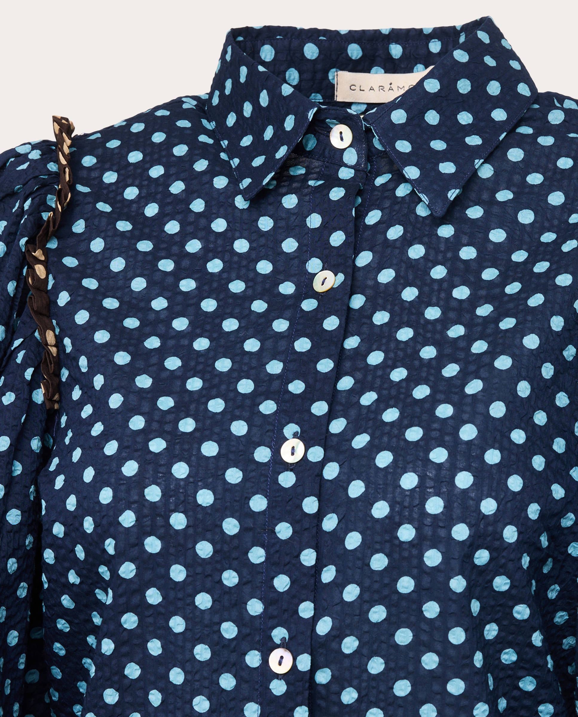 Imagen 3 de Camisa de lunares con mangas abullonadas - Azul Azul