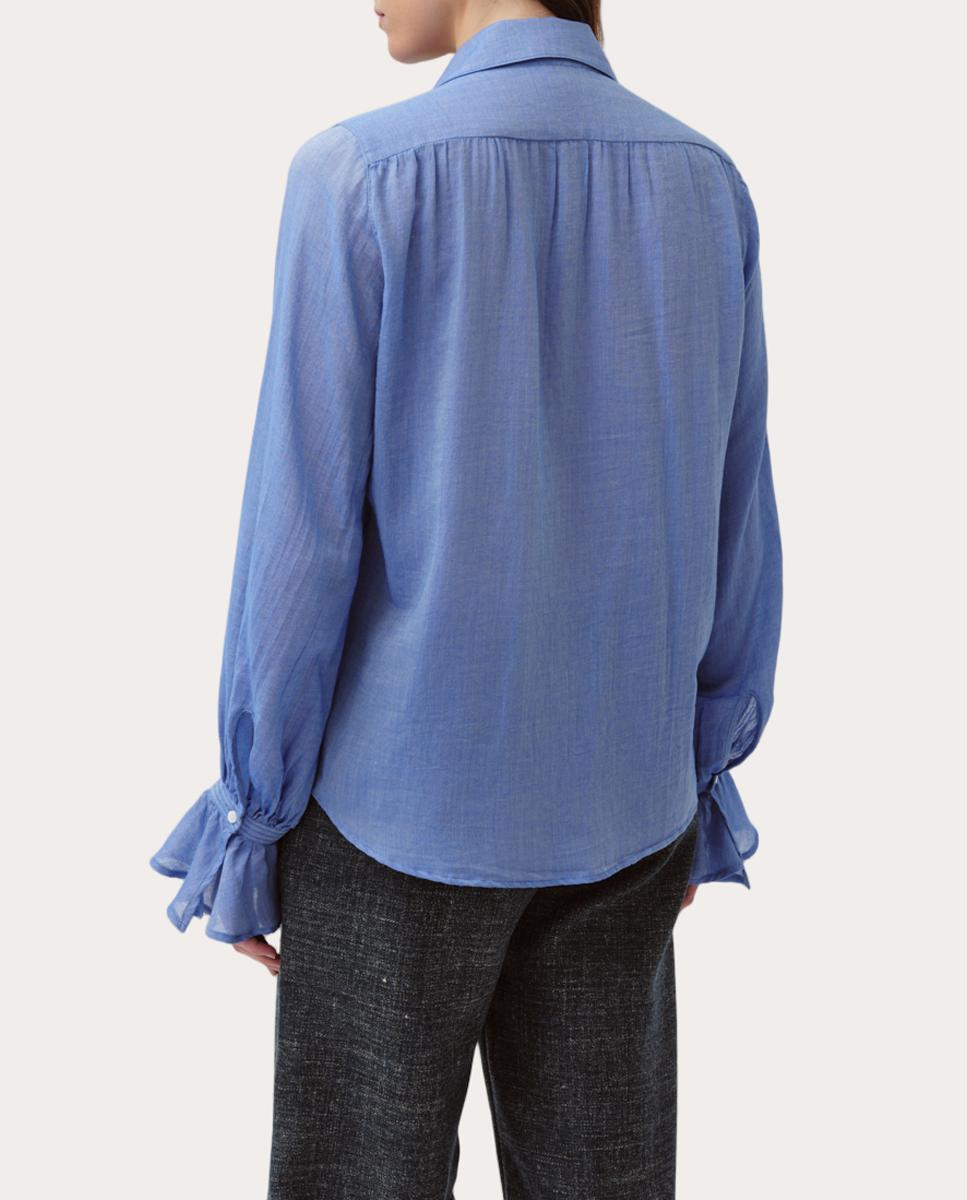 Camisa Capa de Algodão Azul-5