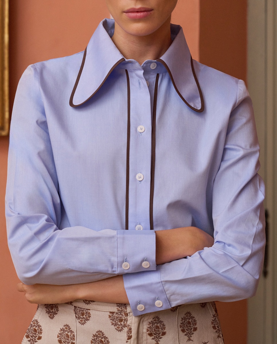 Camisa Ala de Algodão Azul-claro-2
