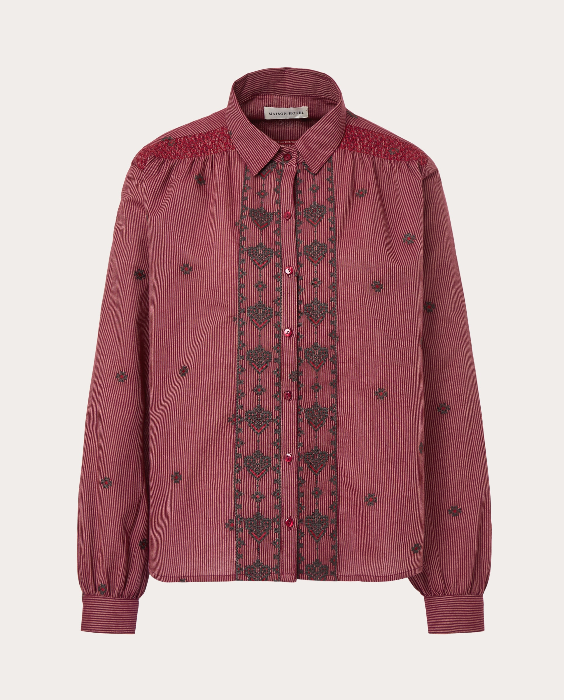 Camisa Amrita con bordados - Burdeos Burdeos-1