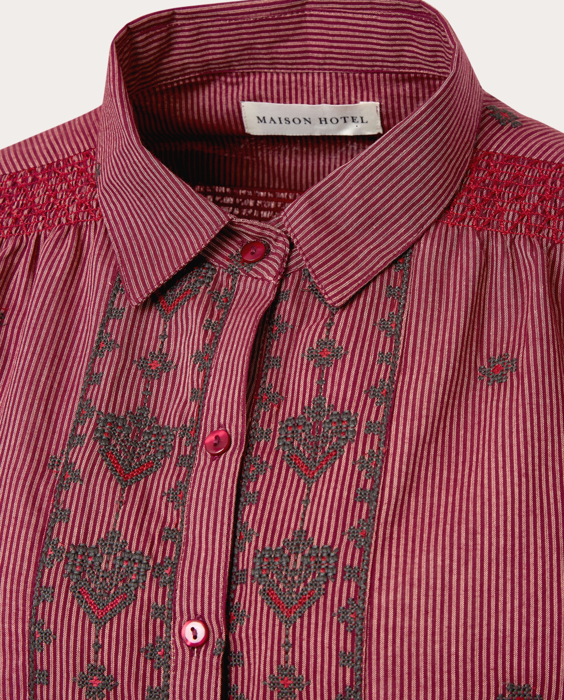 Camisa Amrita con bordados - Burdeos Burdeos-3