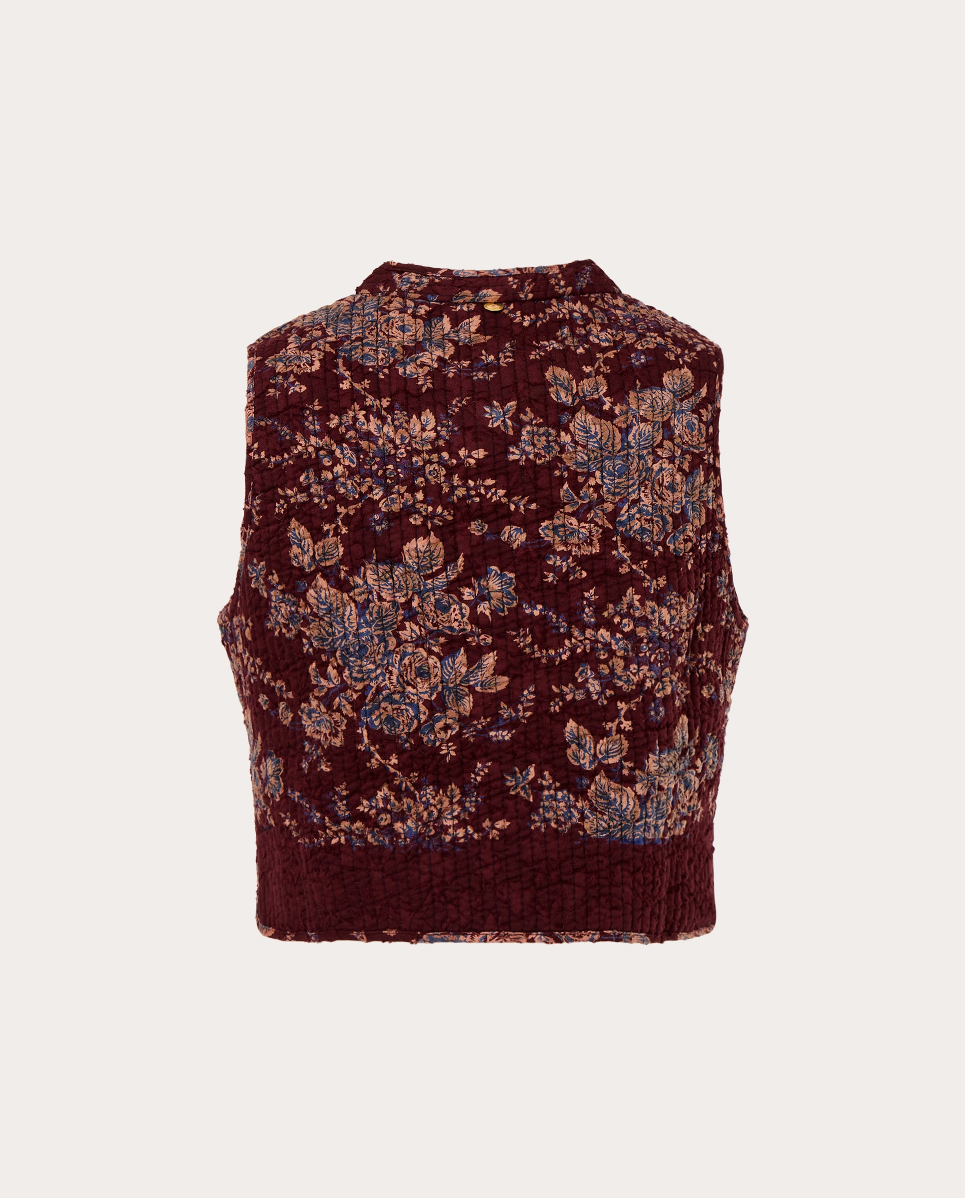 Chaleco acolchado con estampado floral - Marrón Marrón-2