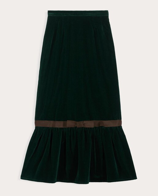 Falda midi Sevres de terciopelo