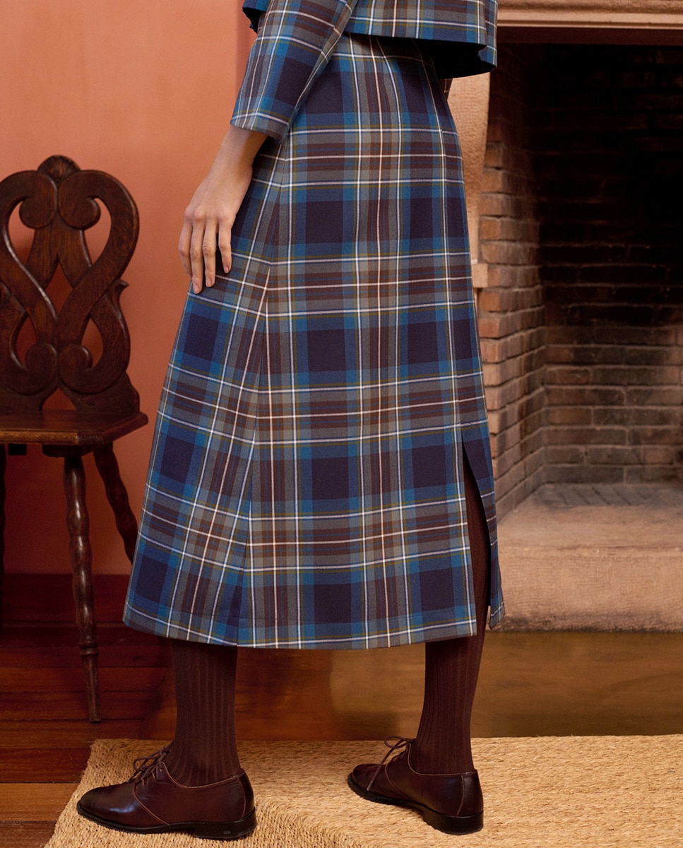 Falda midi Costa - Azul Azul-3