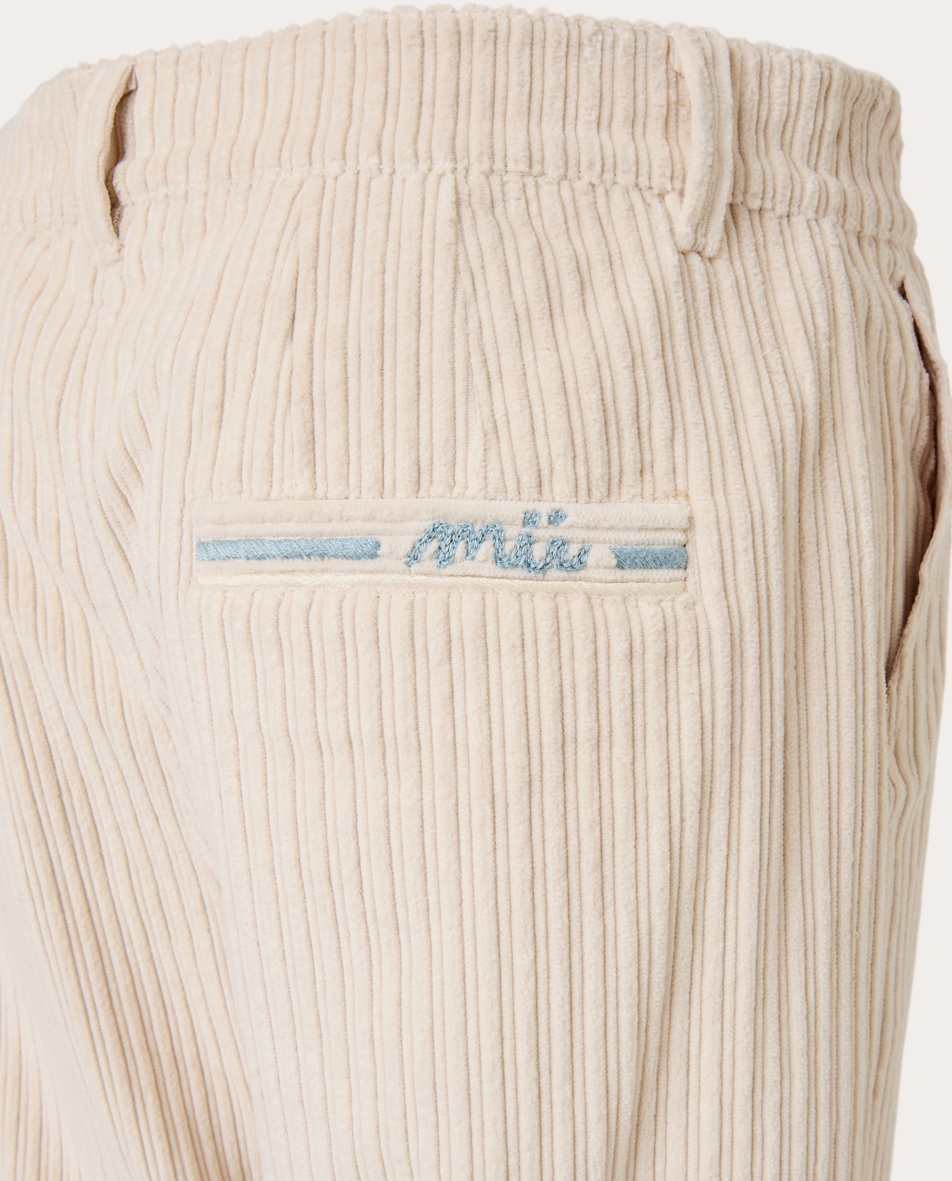 Pantalón de terciopelo bordado - Crema Crema-5