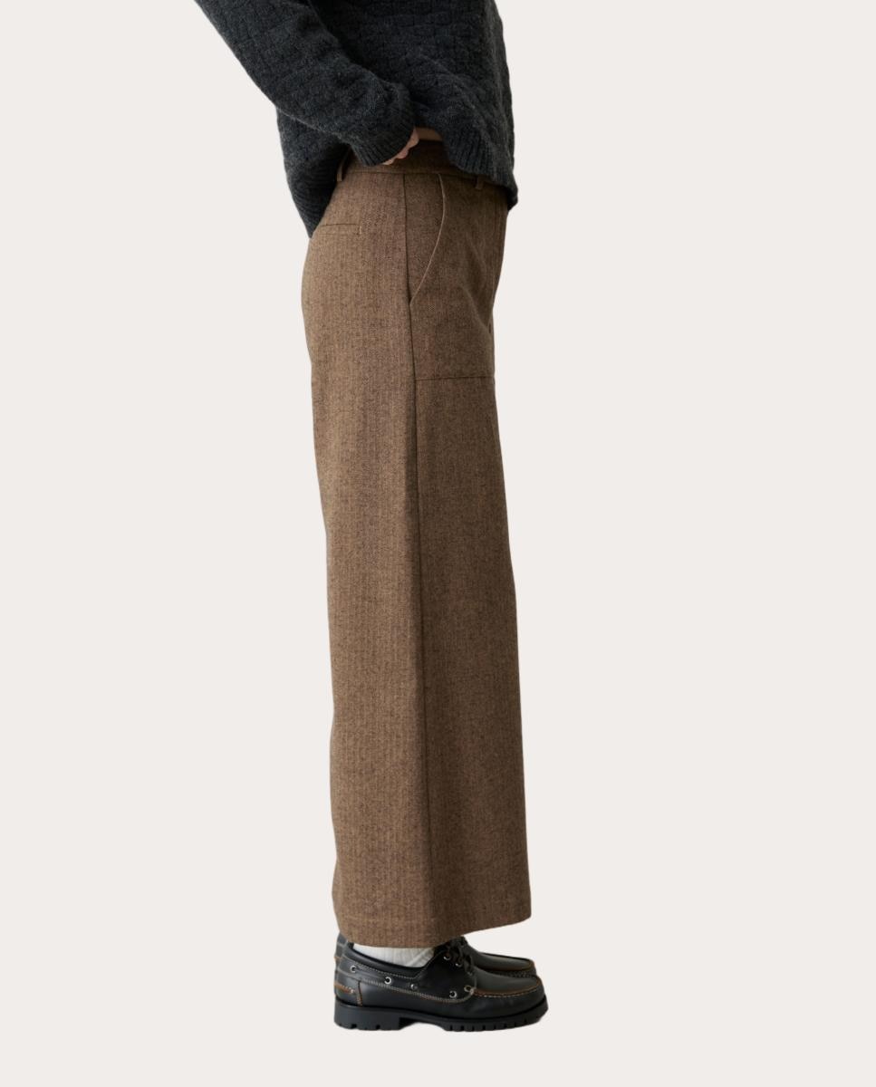 Pantalón Clyde de cintura alta - Marrón Marrón-2