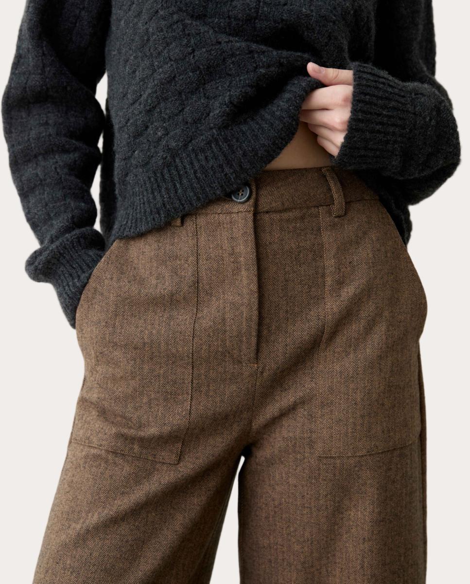 Pantalón Clyde de cintura alta - Marrón Marrón-3