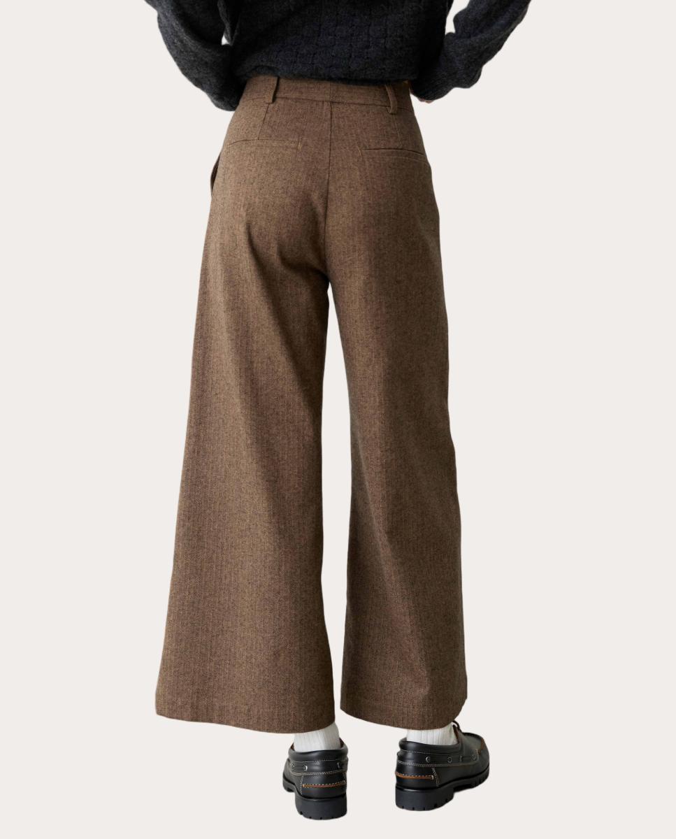 Pantalón Clyde de cintura alta - Marrón Marrón-4