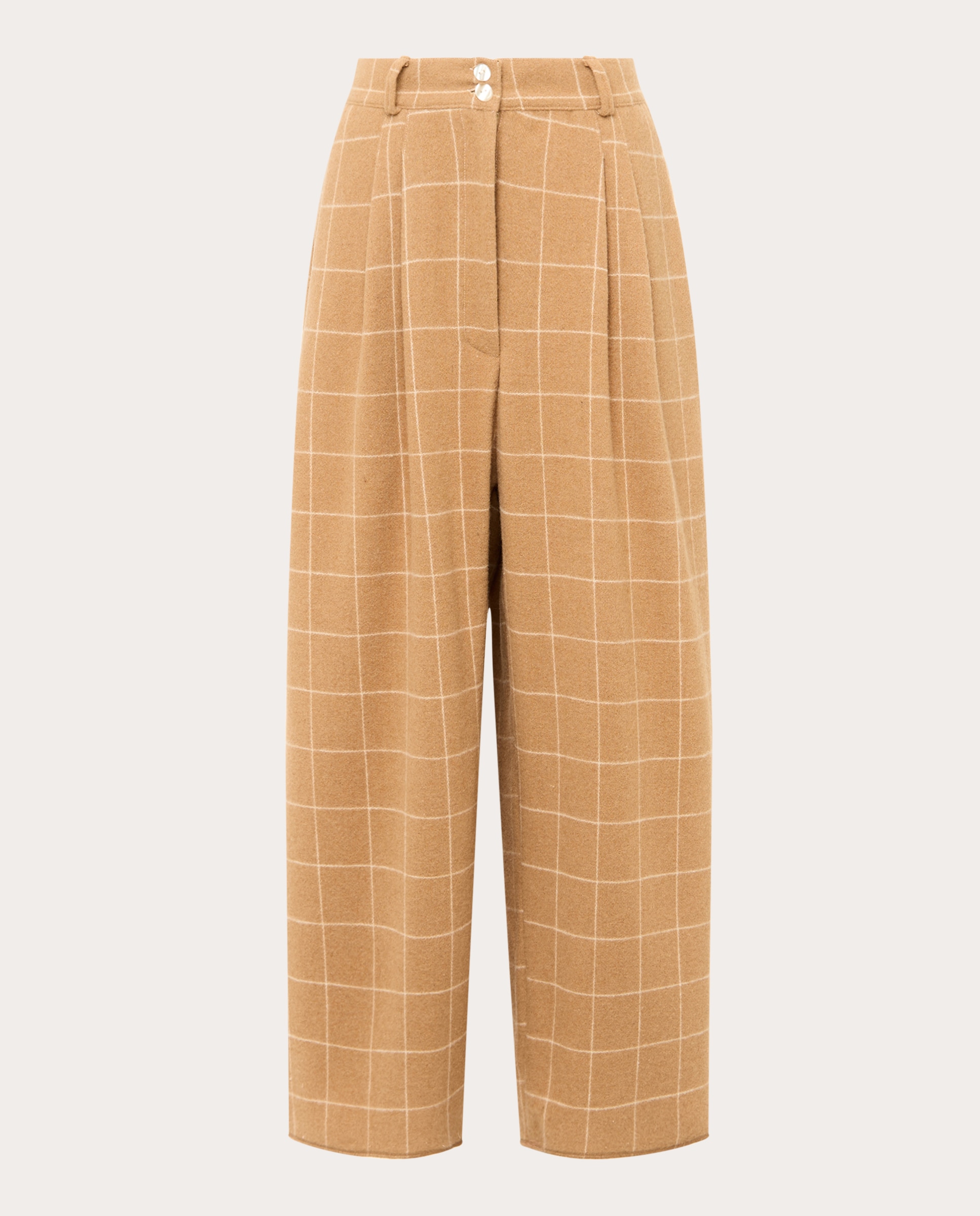 Imagen 1 de Pantalón de cuadros de pernera ancha Beige
