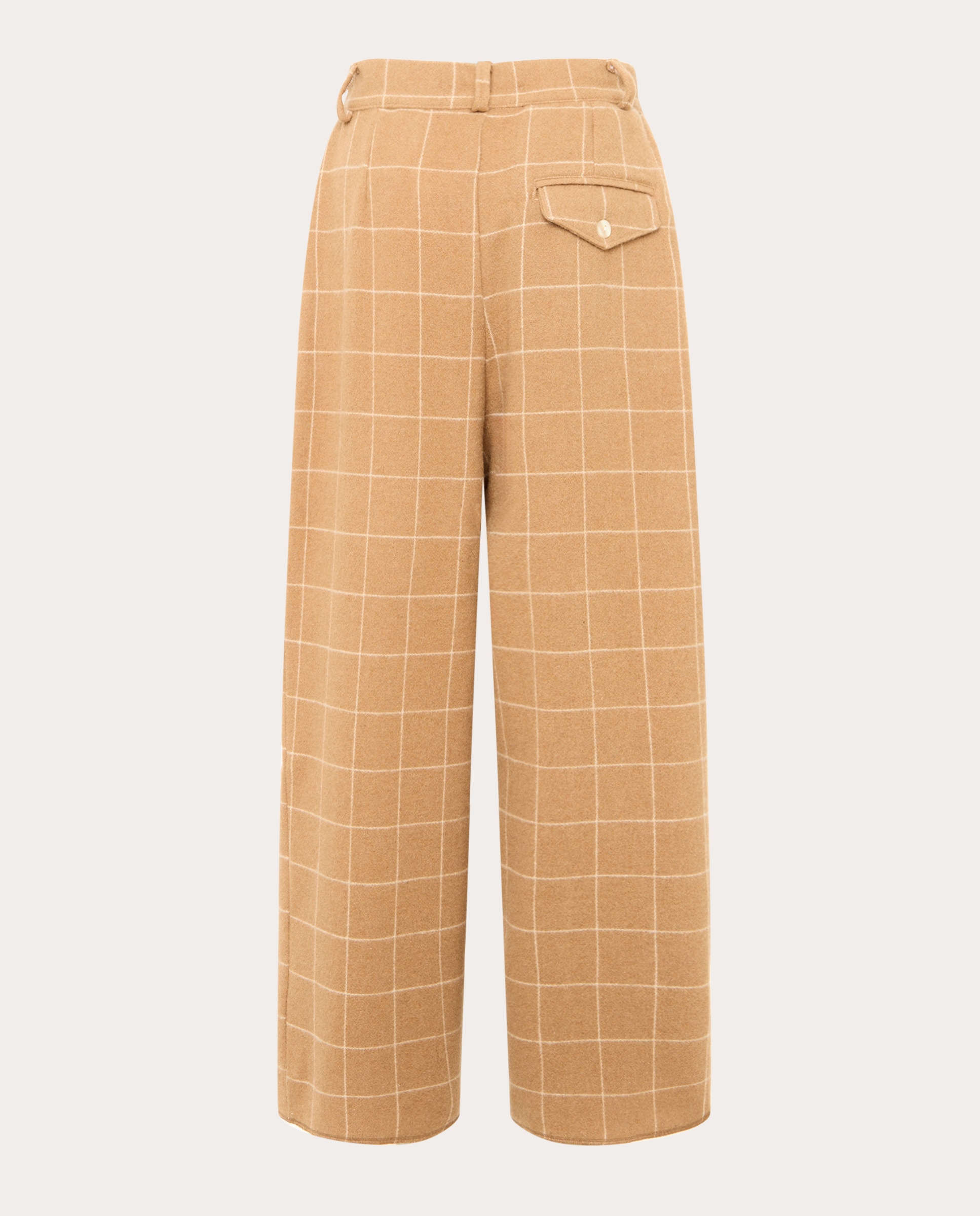 Imagen 2 de Pantalón de cuadros de pernera ancha - Beige Beige