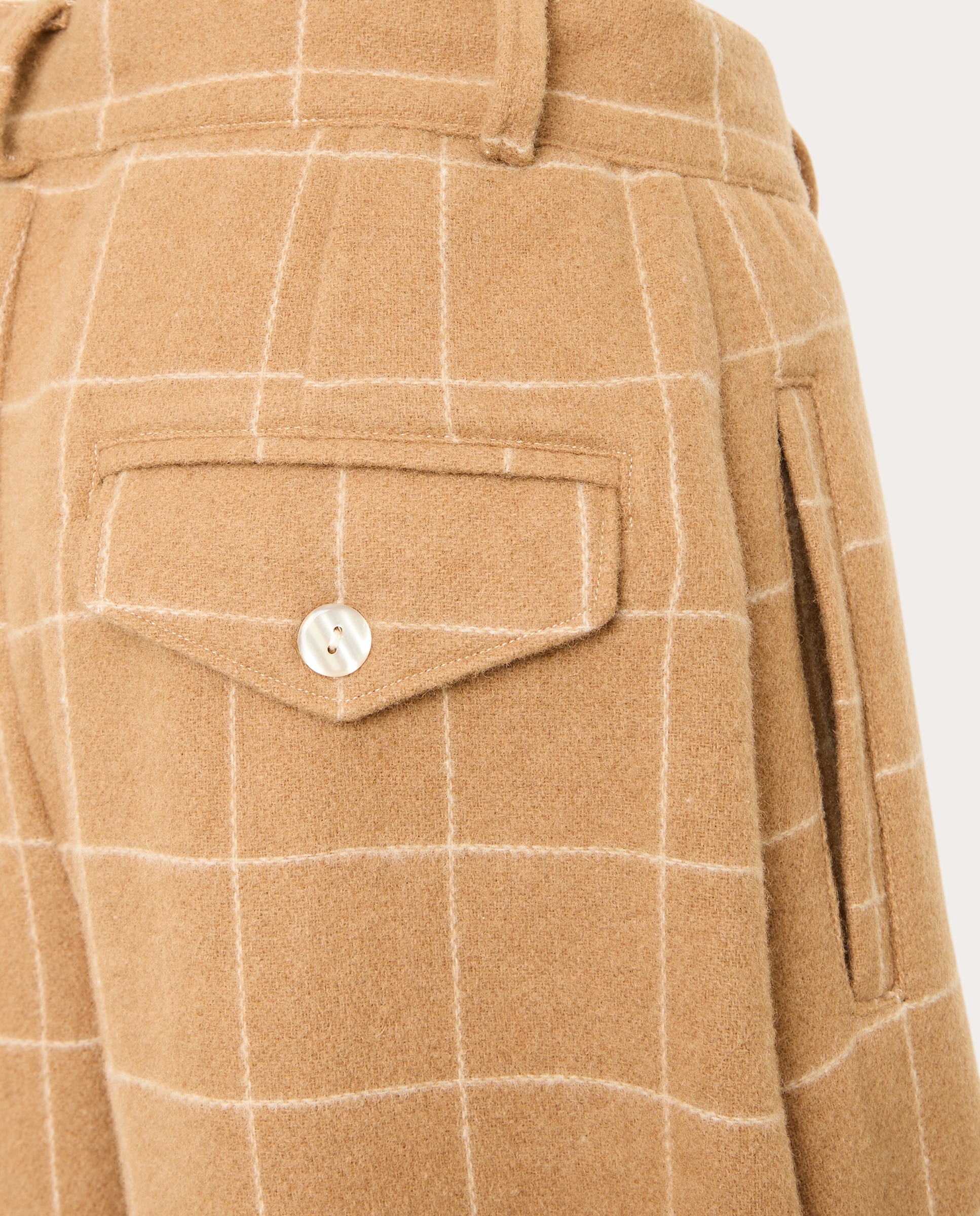 Imagen 3 de Pantalón de cuadros de pernera ancha - Beige Beige