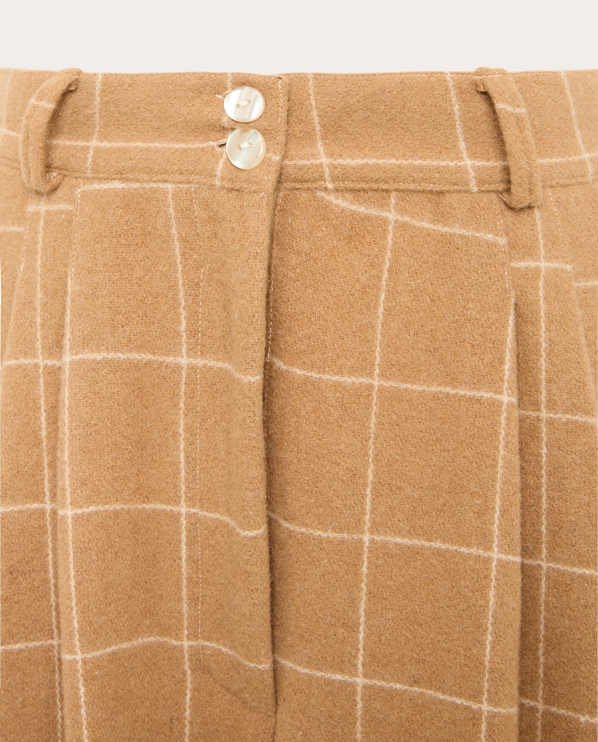 Imagen 4 de Pantalón de cuadros de pernera ancha - Beige Beige