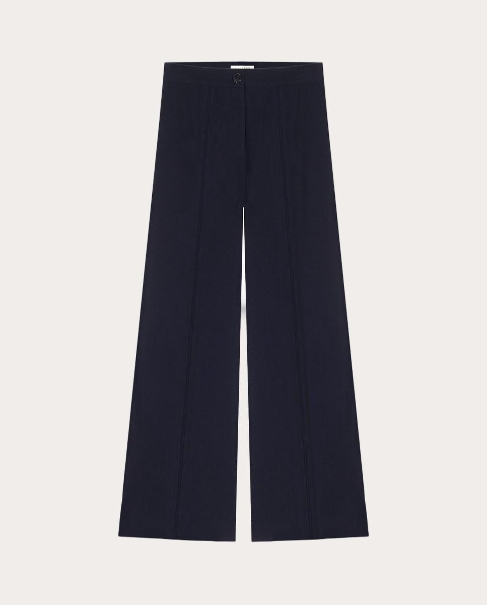 Pantalón recto Style de algodón Azul marino-1