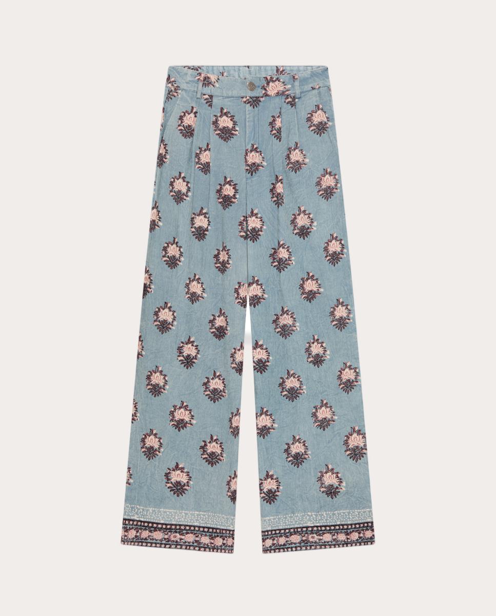 Calças Regular Jimmy de Algodão Azul-claro-1