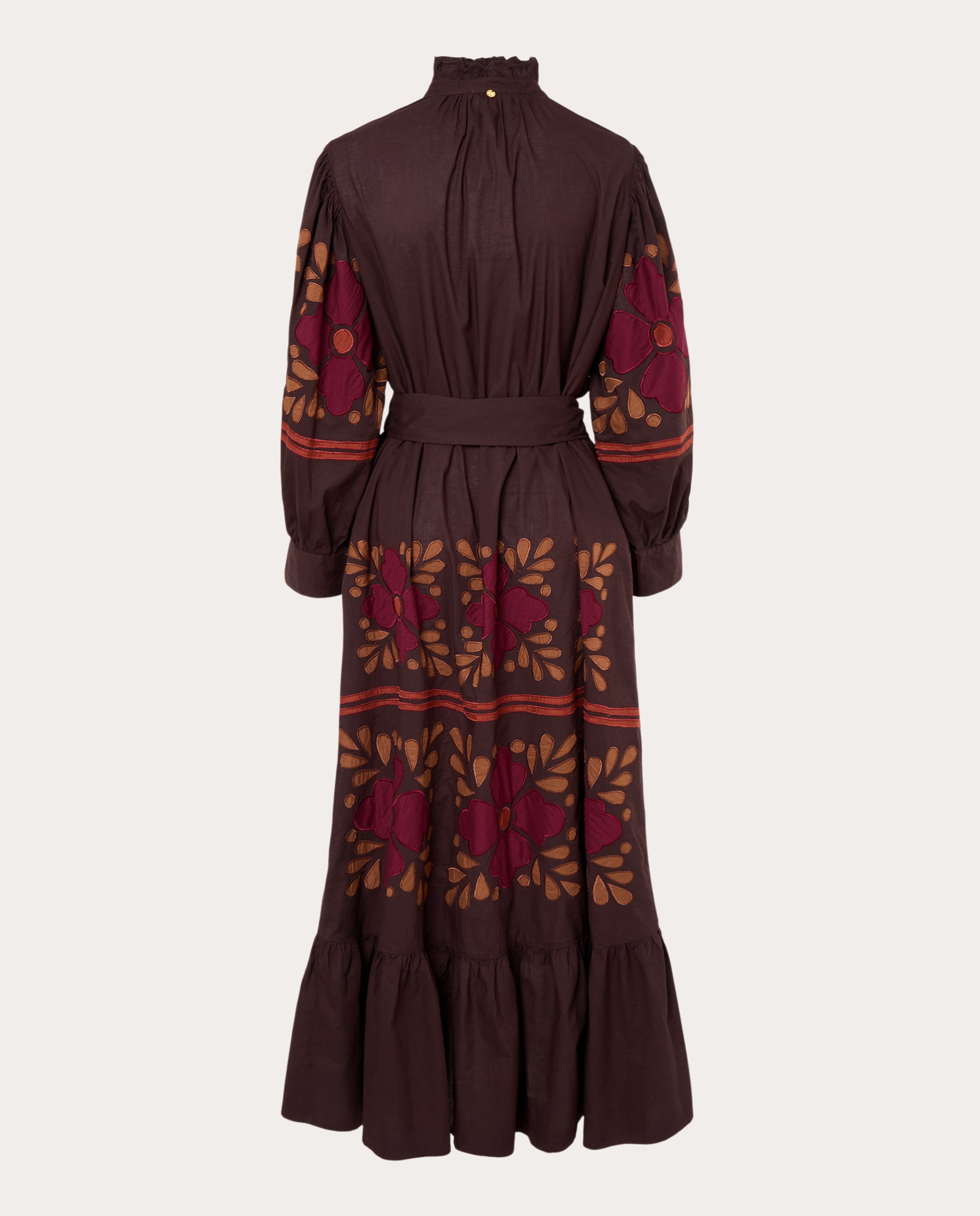 Imagen 2 de Vestido largo con aplicaciones florales - Marrón oscuro Marrón oscuro