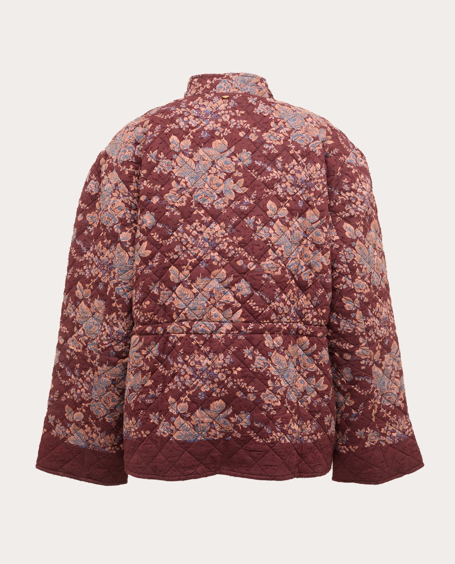 Casaco Acolchoado com Estampado Floral Castanho-2