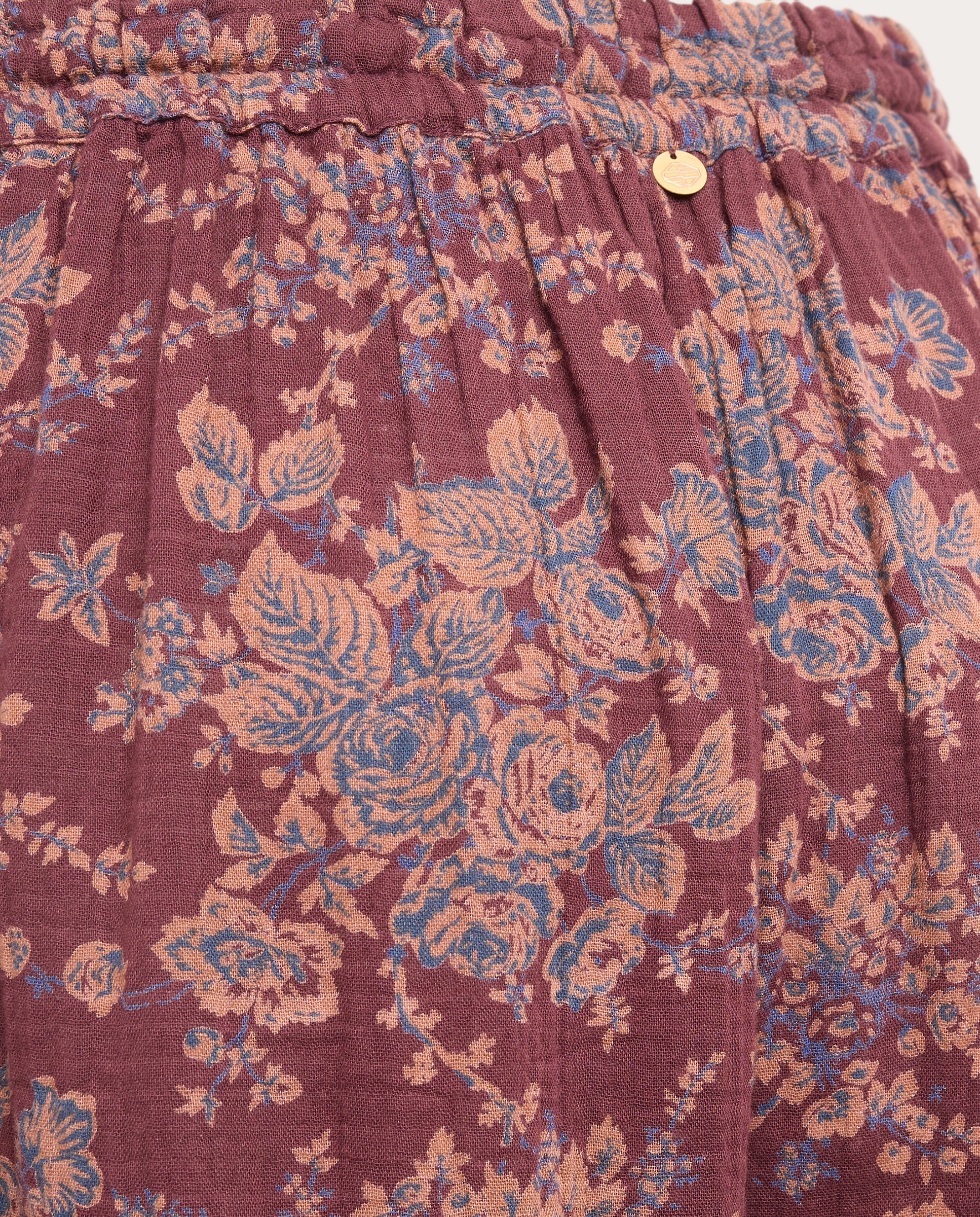 Calças Harem com Estampado Floral Castanho-5