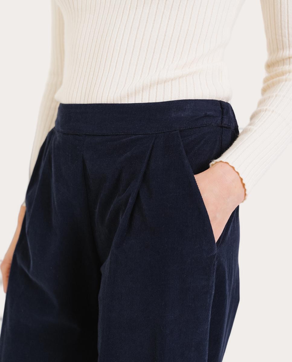 Pantalón recto de algodón Azul oscuro-4