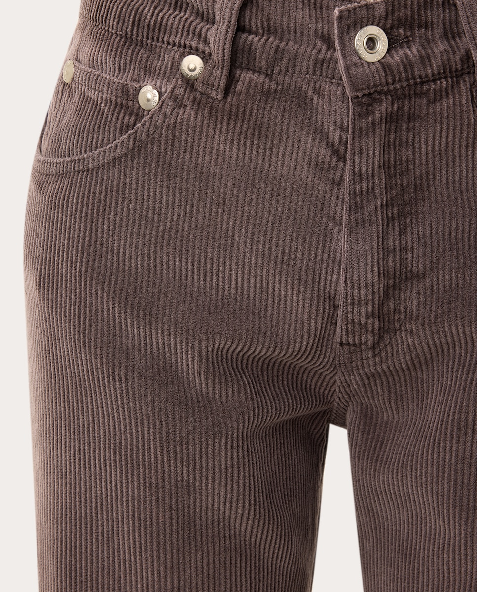 Pantalón recto de algodón Marrón-3